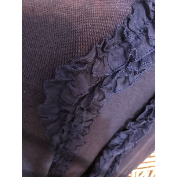 Sweaterworks large royal blue waterfall front no closure sweater sheer detail - Picture 8 of 9